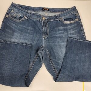 Seven 7 Luxe Embellished Pockets Denim Jeans Capris Blue Women's Size‎ 20